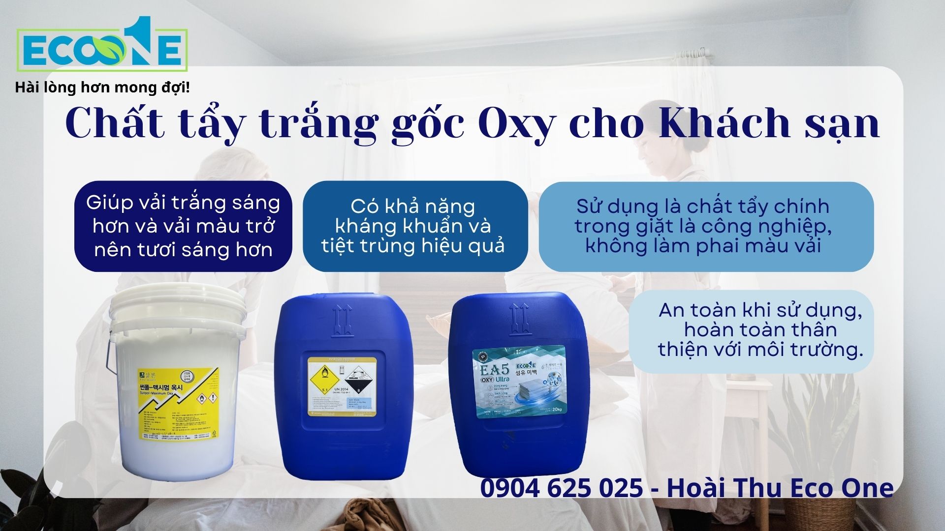 Chất tẩy trắng gốc Oxy cho Khách sạn giúp vải trắng sáng hơn